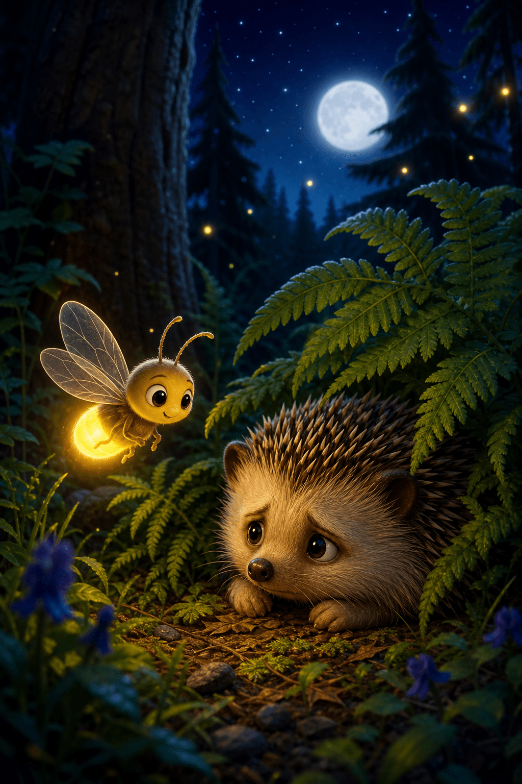 Funki, das kleine Glühwürmchen, und der verirrte Igel