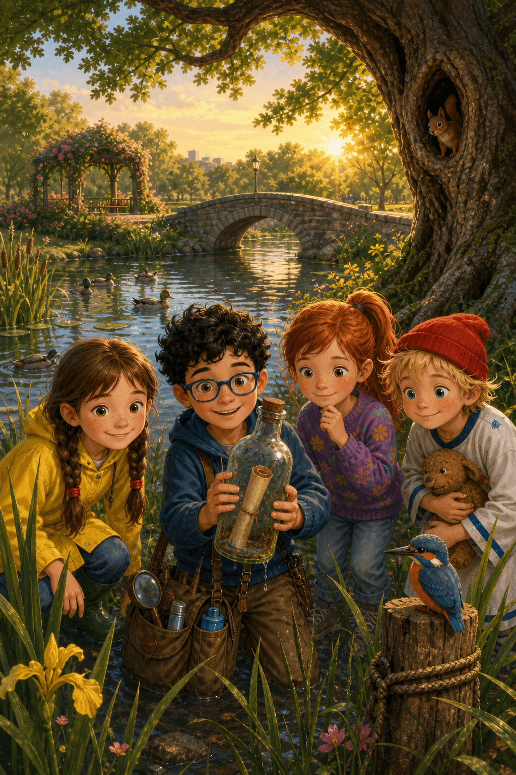 Cover: Lena und die Parkbande — Die Flaschenpost im Schilf
